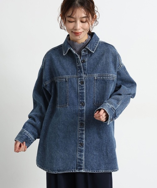 甘織りデニムオーバーシャツジャケット《CLIP denim》（シャツ