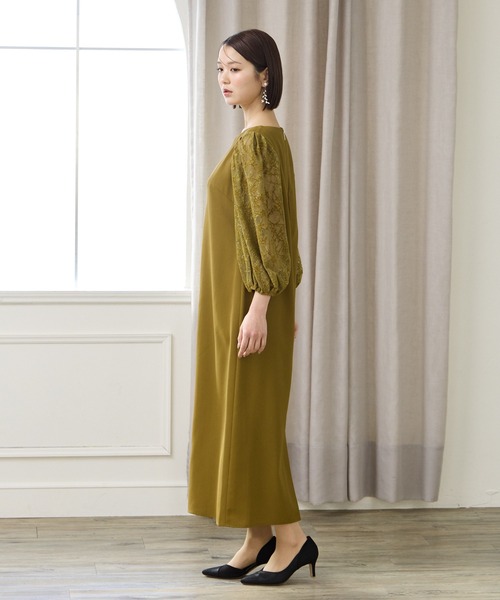 AIMER(エメ)の「モール刺繍ボリュームスリーブキーネックワンピース 結婚式 お呼ばれ ドレス 20代 30代(ドレス・レディース・ブラウン/マスタード/チャコールグレー・MEDIUM)」の7枚目の写真