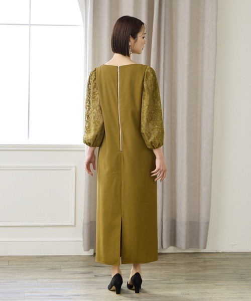 AIMER(エメ)の「モール刺繍ボリュームスリーブキーネックワンピース 結婚式 お呼ばれ ドレス 20代 30代(ドレス・レディース・ブラウン/マスタード/チャコールグレー・MEDIUM)」の8枚目の写真