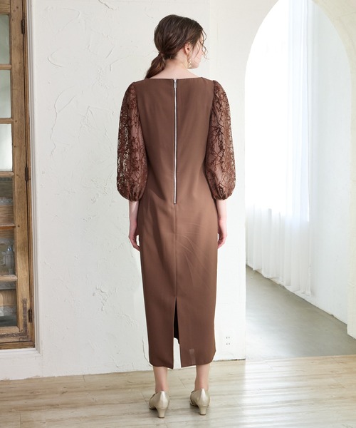 AIMER(エメ)の「モール刺繍ボリュームスリーブキーネックワンピース 結婚式 お呼ばれ ドレス 20代 30代(ドレス・レディース・ブラウン/マスタード/チャコールグレー・MEDIUM)」の16枚目の写真