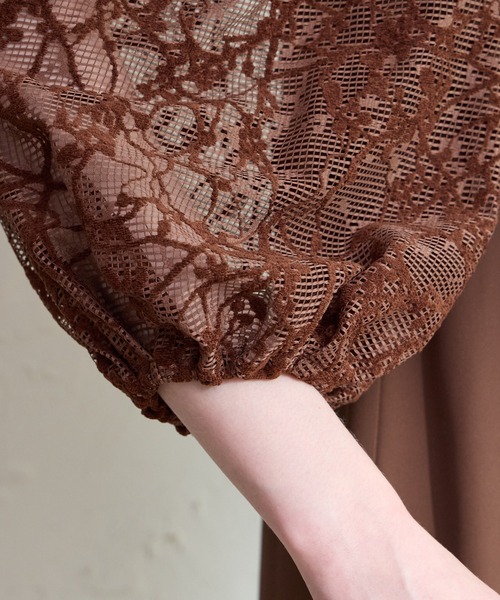 AIMER(エメ)の「モール刺繍ボリュームスリーブキーネックワンピース 結婚式 お呼ばれ ドレス 20代 30代(ドレス・レディース・ブラウン/マスタード/チャコールグレー・MEDIUM)」の20枚目の写真