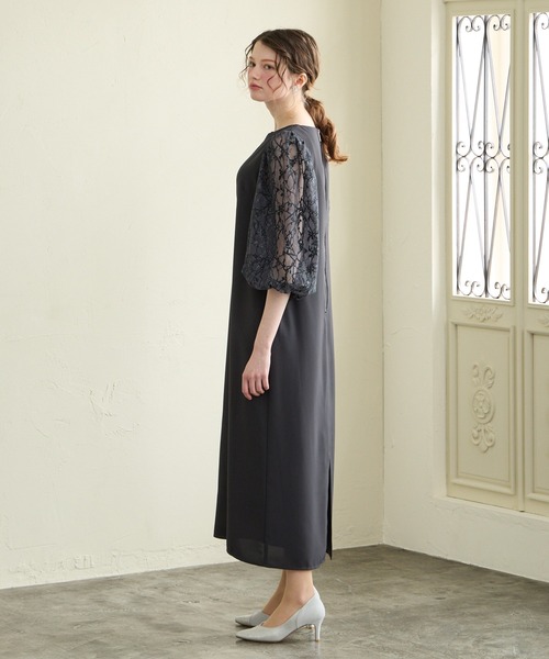 AIMER(エメ)の「モール刺繍ボリュームスリーブキーネックワンピース 結婚式 お呼ばれ ドレス 20代 30代(ドレス・レディース・ブラウン/マスタード/チャコールグレー・MEDIUM)」の11枚目の写真