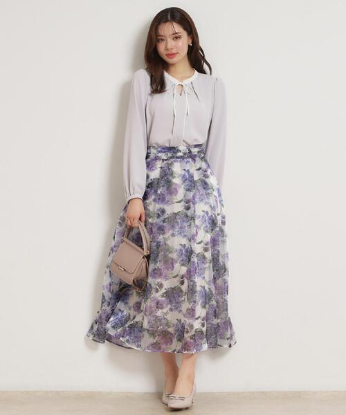 couture brooch（クチュールブローチ）の「【洗える・ハレの日・通勤】配色 細リボンタイ ブラウス（シャツ/ブラウス・レディース・ホワイト系7/ライトグレー系4/ベージュ系4・40/38/42/36）」の21枚目の写真