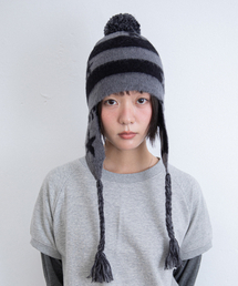 ISTKUNST（イストクンスト）の「STAR STRIPE EARFLAP BEANIE_BLACK(IK2FFMAB22A)（ニットキャップ/ビーニー）」