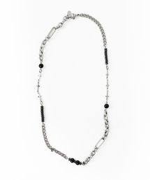 ACHA（アチャ）の「サージカルスチールチェーン＆ビーズミックスネックレス_ブラック（ネックレス）」