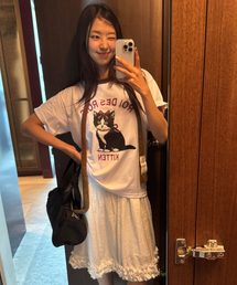 キトンキャットプリント半袖Tシャツ(ホワイト)