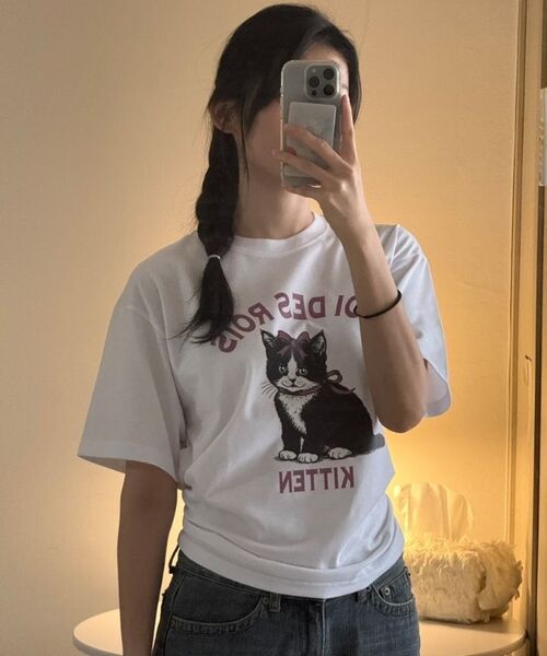 ROIDESROIS(ロワデロワ)の「キトンキャットプリント半袖Tシャツ(ホワイト)(Tシャツ/カットソー・レディース・その他・M/L/2XL/XL/S)」の17枚目の写真