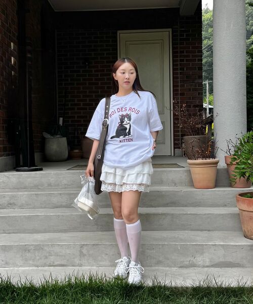 ROIDESROIS(ロワデロワ)の「キトンキャットプリント半袖Tシャツ(ホワイト)(Tシャツ/カットソー・レディース・その他・M/L/2XL/XL/S)」の8枚目の写真