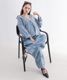 en CAnAF（エンカナフ）の「【とろみ落ち感】テンセルデニム ワイドイージーパンツ 春夏（デニムパンツ）」