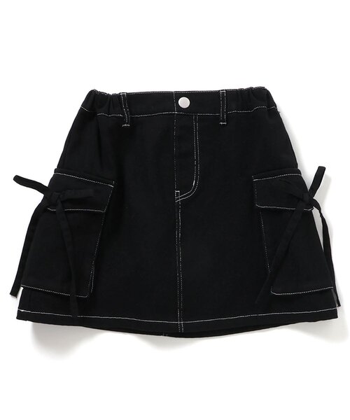 algy（アルジー）の「りぼん台形スカパン（スカート・キッズ・カーキ/ブラック/オフホワイト・160/150/140/130）」の2枚目の写真