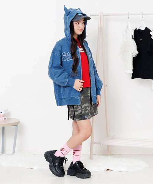 algy（アルジー）の「りぼん台形スカパン（スカート・キッズ・カーキ/ブラック/オフホワイト・160/150/140/130）」の5枚目の写真