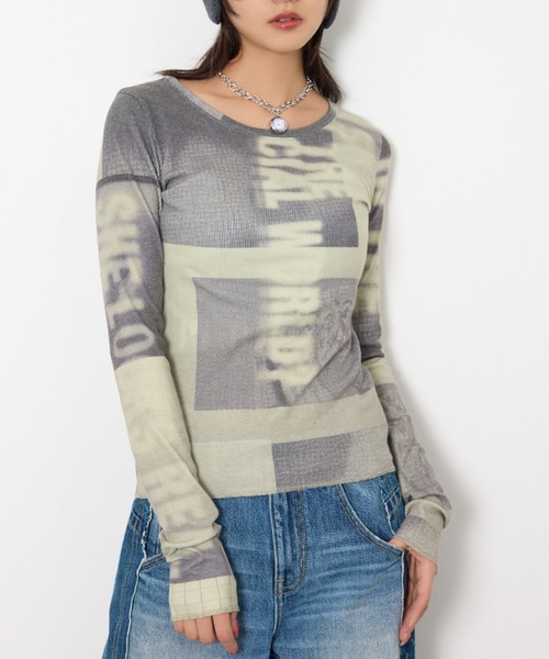 SLY(スライ)の「【2026SS新作】GRAPHIC SHEER L/S T/SHLIMITED ITEM グラフィックシアーロングスリーブTシャツ 春服(Tシャツ/カットソー・レディース・カーキ/ブルー・FREE)」の1枚目の写真