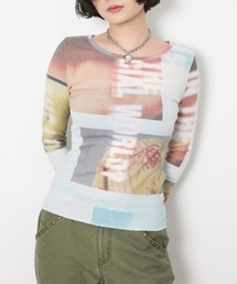 SLY(�X���C)�́y2026SS�V��zGRAPHIC SHEER L/S T/SHLIMITED ITEM �O���t�B�b�N�V�A�[�����O�X���[�uT�V���c �t��(T�V���c/�J�b�g�\�[)