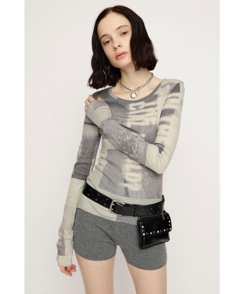SLY(スライ)の「【2026SS新作】GRAPHIC SHEER L/S T/SHLIMITED ITEM グラフィックシアーロングスリーブTシャツ 春服(Tシャツ/カットソー・レディース・カーキ/ブルー・FREE)」の6枚目の写真