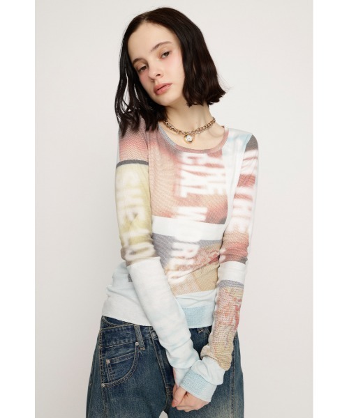 SLY(スライ)の「【2026SS新作】GRAPHIC SHEER L/S T/SHLIMITED ITEM グラフィックシアーロングスリーブTシャツ 春服(Tシャツ/カットソー・レディース・カーキ/ブルー・FREE)」の11枚目の写真