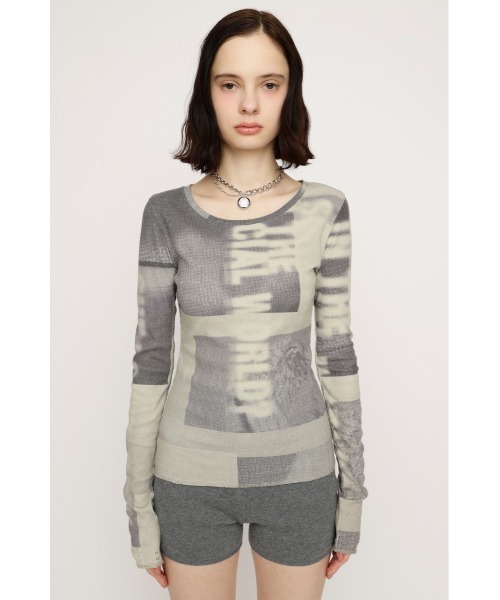 SLY(スライ)の「【2026SS新作】GRAPHIC SHEER L/S T/SHLIMITED ITEM グラフィックシアーロングスリーブTシャツ 春服(Tシャツ/カットソー・レディース・カーキ/ブルー・FREE)」の7枚目の写真