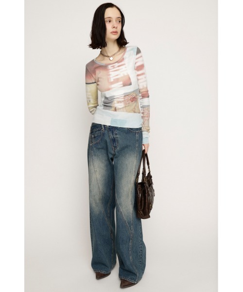 SLY(スライ)の「【2026SS新作】GRAPHIC SHEER L/S T/SHLIMITED ITEM グラフィックシアーロングスリーブTシャツ 春服(Tシャツ/カットソー・レディース・カーキ/ブルー・FREE)」の12枚目の写真