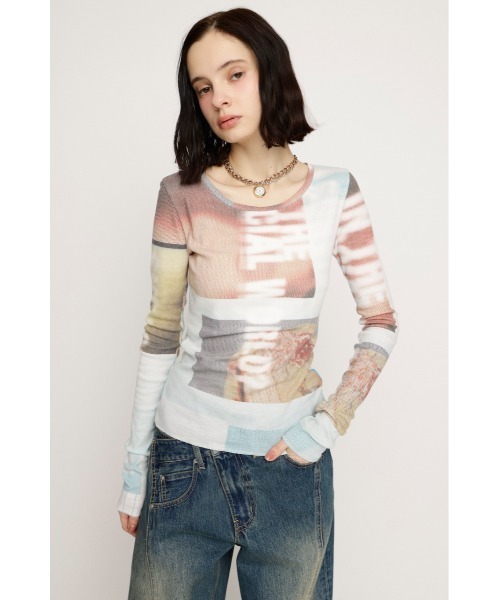 SLY(スライ)の「【2026SS新作】GRAPHIC SHEER L/S T/SHLIMITED ITEM グラフィックシアーロングスリーブTシャツ 春服(Tシャツ/カットソー・レディース・カーキ/ブルー・FREE)」の13枚目の写真