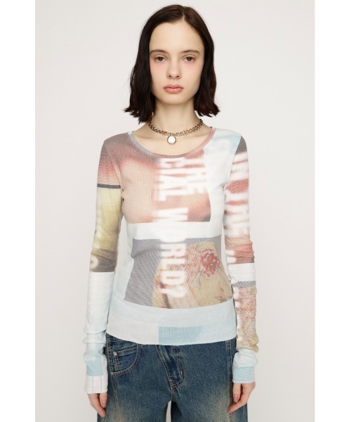 SLY(スライ)の「【2026SS新作】GRAPHIC SHEER L/S T/SHLIMITED ITEM グラフィックシアーロングスリーブTシャツ 春服(Tシャツ/カットソー・レディース・カーキ/ブルー・FREE)」の14枚目の写真