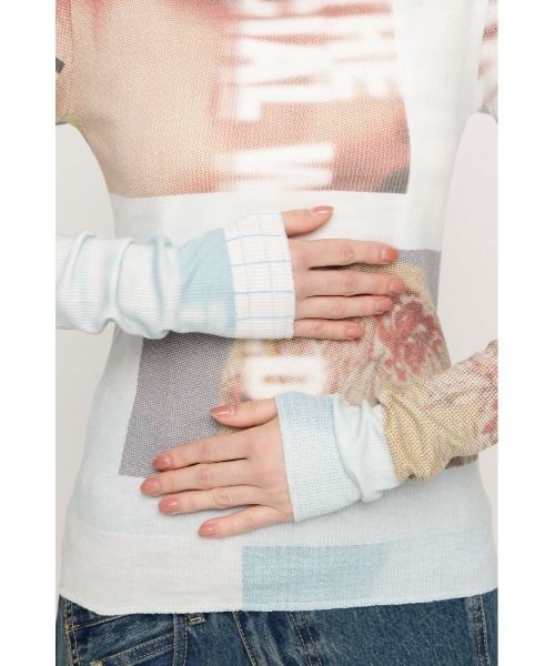 SLY(スライ)の「【2026SS新作】GRAPHIC SHEER L/S T/SHLIMITED ITEM グラフィックシアーロングスリーブTシャツ 春服(Tシャツ/カットソー・レディース・カーキ/ブルー・FREE)」の3枚目の写真