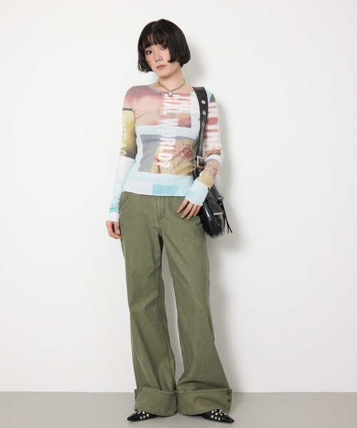 SLY(スライ)の「【2026SS新作】GRAPHIC SHEER L/S T/SHLIMITED ITEM グラフィックシアーロングスリーブTシャツ 春服(Tシャツ/カットソー・レディース・カーキ/ブルー・FREE)」の18枚目の写真