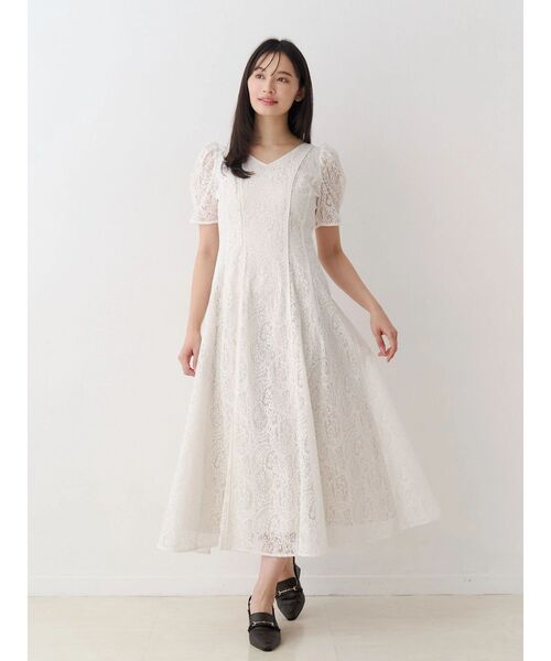 MERCURYDUO（マーキュリーデュオ）の「レースパイピングロングワンピース（ワンピース・レディース・イエロー/ブルー/オフホワイト・MEDIUM/SMALL）」の2枚目の写真