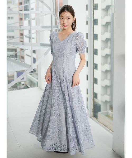 MERCURYDUO（マーキュリーデュオ）の「レースパイピングロングワンピース（ワンピース・レディース・イエロー/ブルー/オフホワイト・MEDIUM/SMALL）」の3枚目の写真