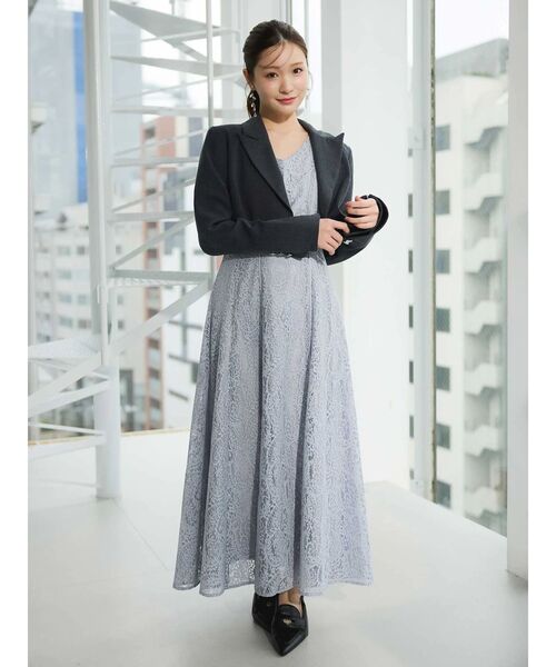 レースパイピングロングワンピース（ワンピース）｜MERCURYDUO