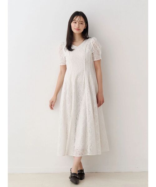 MERCURYDUO（マーキュリーデュオ）の「レースパイピングロングワンピース（ワンピース・レディース・イエロー/ブルー/オフホワイト・MEDIUM/SMALL）」の5枚目の写真