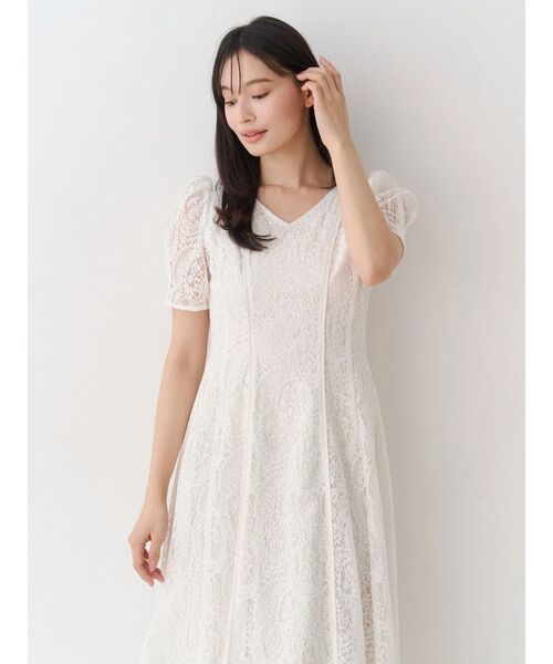 MERCURYDUO（マーキュリーデュオ）の「レースパイピングロングワンピース（ワンピース・レディース・イエロー/ブルー/オフホワイト・MEDIUM/SMALL）」の6枚目の写真