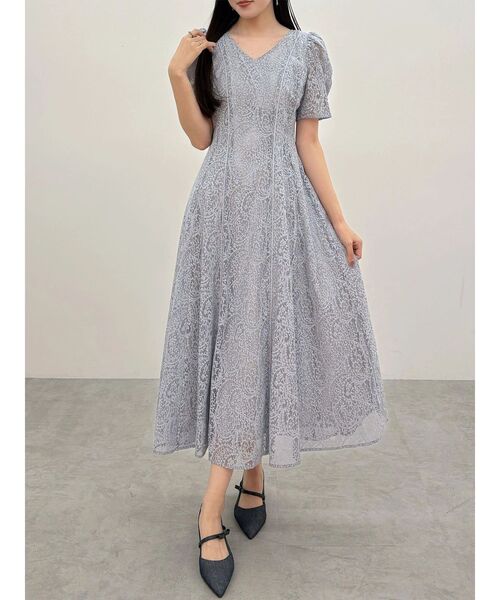 MERCURYDUO（マーキュリーデュオ）の「レースパイピングロングワンピース（ワンピース・レディース・イエロー/ブルー/オフホワイト・MEDIUM/SMALL）」の20枚目の写真