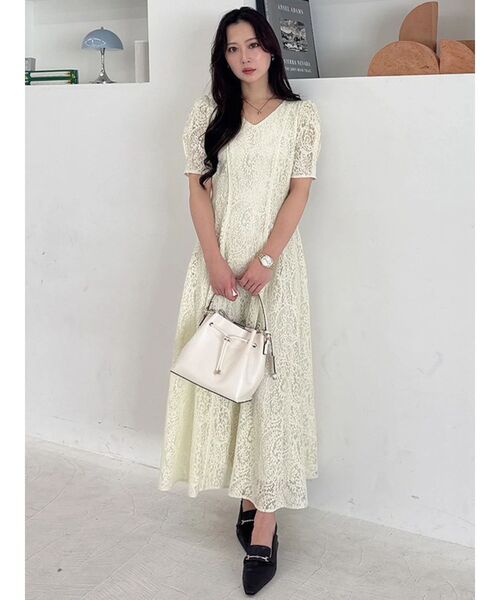 MERCURYDUO（マーキュリーデュオ）の「レースパイピングロングワンピース（ワンピース・レディース・イエロー/ブルー/オフホワイト・MEDIUM/SMALL）」の16枚目の写真