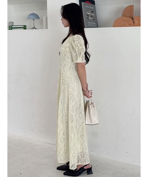 MERCURYDUO（マーキュリーデュオ）の「レースパイピングロングワンピース（ワンピース・レディース・イエロー/ブルー/オフホワイト・MEDIUM/SMALL）」の17枚目の写真