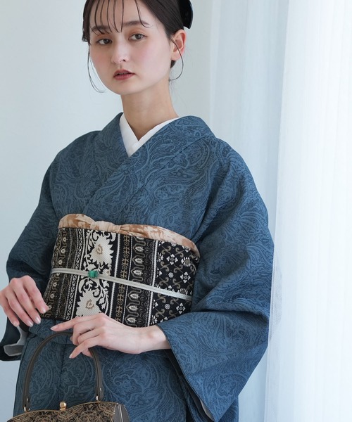 utatane（ウタタネ）の「着物 袷 utatane ジャガードペイズリー（着物・レディース・オフホワイト/ベージュ/ネイビー/エンジ/ブラック/ライトブラウン/ブルー/グリーン・FREE）」の8枚目の写真