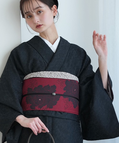 utatane（ウタタネ）の「着物 袷 utatane ジャガードペイズリー（着物・レディース・オフホワイト/ベージュ/ネイビー/エンジ/ブラック/ライトブラウン/ブルー/グリーン・FREE）」の3枚目の写真