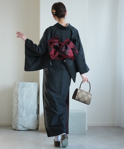 utatane(ウタタネ)の「着物 utatane ジャガードペイズリー袷着物(着物・レディース・オフホワイト/ベージュ/ネイビー/エンジ・FREE)」の5枚目の写真