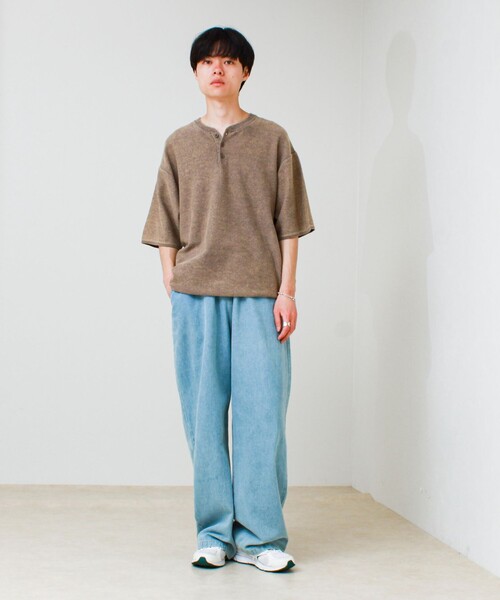 GLOSTER（グロスター）の「【大人の抜け感】スノーウォッシュ ヘンリーネックプルオーバー（ニット/セーター・メンズ・ベージュ/ネイビー/チャコールグレー・M/S/L）」の4枚目の写真