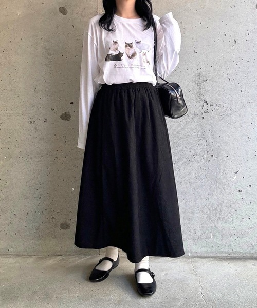 etta(エタ)の「猫いっぱいデザインロンT/長袖Tシャツ(Tシャツ/カットソー・レディース・ホワイト・MEDIUM/LARGE/SMALL)」の5枚目の写真
