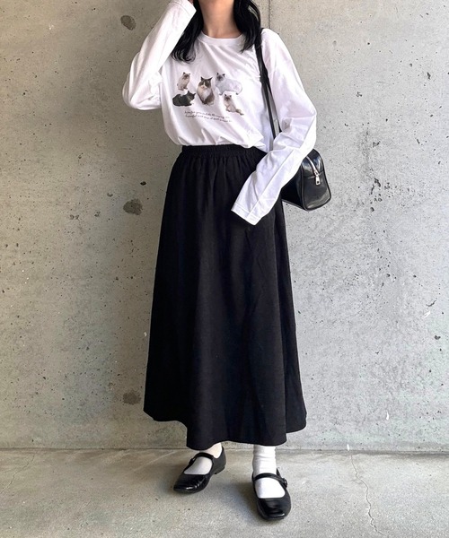 etta(エタ)の「猫いっぱいデザインロンT/長袖Tシャツ(Tシャツ/カットソー・レディース・ホワイト・MEDIUM/LARGE/SMALL)」の7枚目の写真
