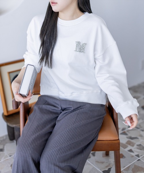 clear（クリア）の「ビジューロゴ付きスウェット[カジュアル 着回し抜群 大人]≪新作≫（スウェット・レディース・オフホワイト/ブラック・F）」の21枚目の写真