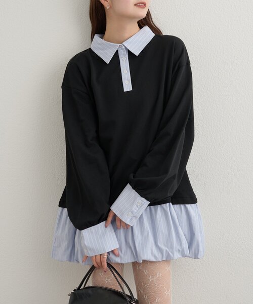 mystic（ミスティック）の「バルーン切り替えミニワンピース（ワンピース・レディース・ブラック/オフホワイト/ライトグレー・FREE）」の2枚目の写真