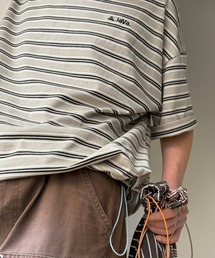 Java（ジャバ）の「《JaVaジャバコラボ》【抗菌防臭機能付き】配色裾ドローコード付き 綿100%マルチボーダーTシャツ(オーバーサイズ)（Tシャツ/カットソー）」