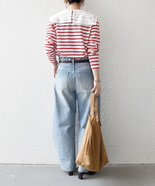 SHIPS any(シップス エニィ)の「SHIPS any:〈洗濯機可能〉マリンボーダー レース 襟 プルオーバー(Tシャツ/カットソー・レディース・ライトブルー/ネイビー/レッド・ONE SIZE)」の20枚目の写真