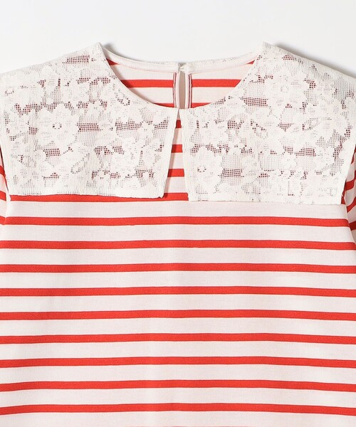 SHIPS any(シップス エニィ)の「SHIPS any:〈洗濯機可能〉マリンボーダー レース 襟 プルオーバー(Tシャツ/カットソー・レディース・ライトブルー/ネイビー/レッド・ONE SIZE)」の5枚目の写真