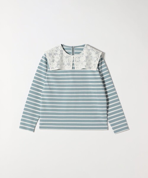 SHIPS any(シップス エニィ)の「SHIPS any:〈洗濯機可能〉マリンボーダー レース 襟 プルオーバー(Tシャツ/カットソー・レディース・ライトブルー/ネイビー/レッド・ONE SIZE)」の10枚目の写真