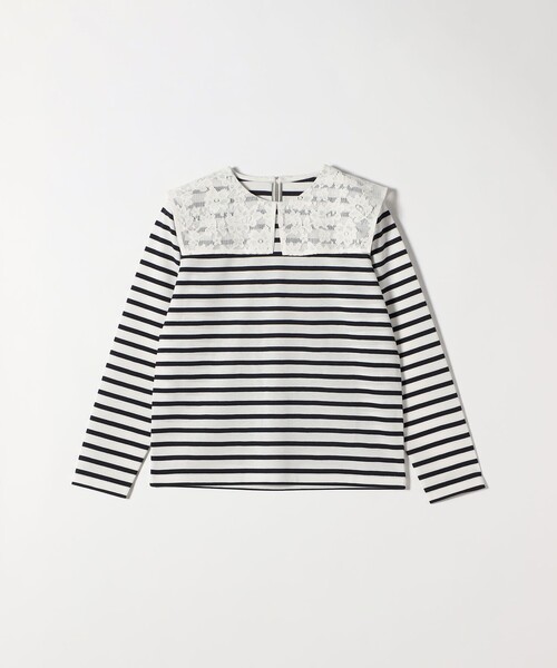 SHIPS any(シップス エニィ)の「SHIPS any:〈洗濯機可能〉マリンボーダー レース 襟 プルオーバー(Tシャツ/カットソー・レディース・ライトブルー/ネイビー/レッド・ONE SIZE)」の12枚目の写真