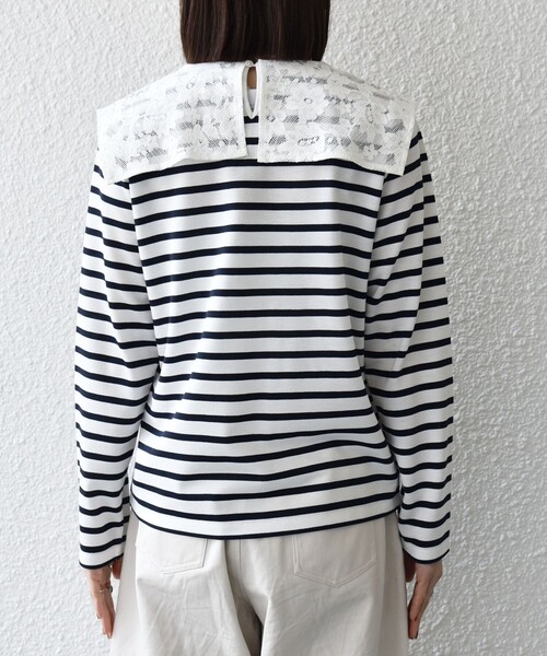 SHIPS any(シップス エニィ)の「SHIPS any:〈洗濯機可能〉マリンボーダー レース 襟 プルオーバー(Tシャツ/カットソー・レディース・ライトブルー/ネイビー/レッド・ONE SIZE)」の16枚目の写真
