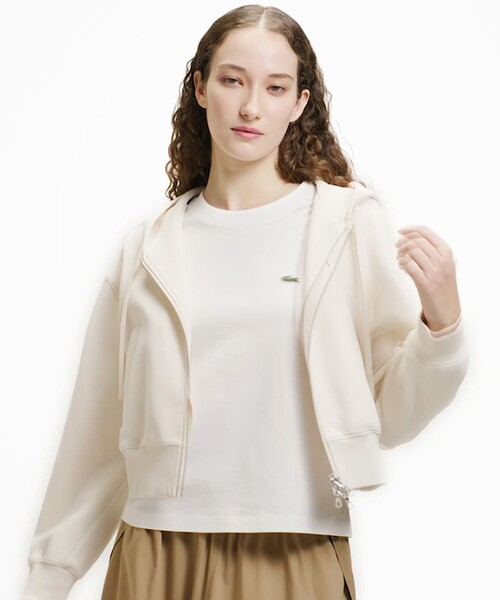 LACOSTE(ラコステ)の「ダブルフェイスジャージジップフーディー(パーカー・レディース・ライトグレー/ネイビー/アイボリー・40/38/34/36)」の2枚目の写真