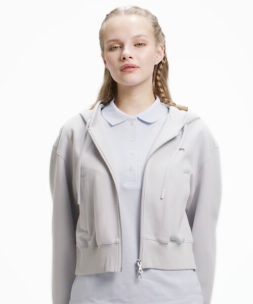 LACOSTE（ラコステ）の「ダブルフェイスジャージジップフーディー（パーカー・レディース・ライトグレー/ネイビー・40/38/34/36）」の5枚目の写真