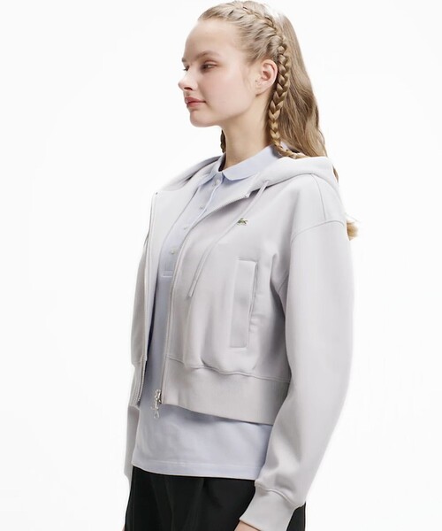 LACOSTE（ラコステ）の「ダブルフェイスジャージジップフーディー（パーカー・レディース・ライトグレー/ネイビー・40/38/34/36）」の7枚目の写真